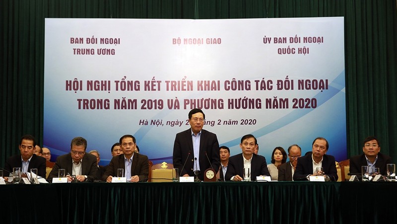 Deputy Prime Minister and Foreign Minister Pham Binh Minh speaking at the meeting. (Photo: VGP)