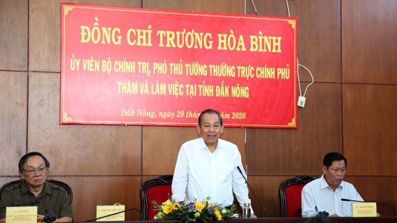 Deputy Prime Minister Truong Hoa Binh speaking at the working session (Photo: VGP)