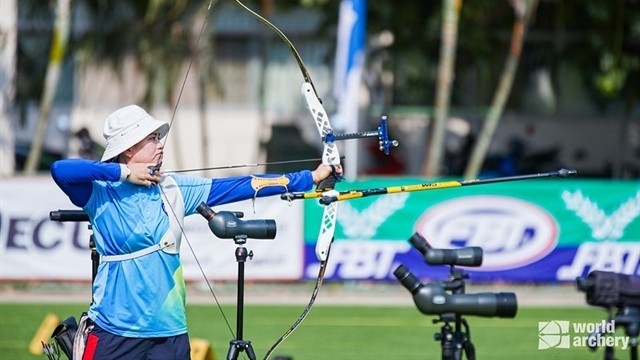 Vietnamese female archer Loc Thi Dao competes impressively at the Bangkok 2020 Asia Cup, leg 1. (Photo: World Archery Federation)