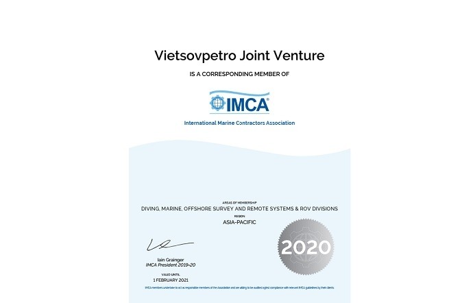 Vietsovpetro is certified as a member of the International Maritime Contractors Association (IMCA). (Photo: Vietsovpetro)