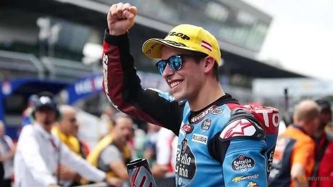 Alex Marquez celebrates a first MotoGP win - even if only virtually - in a '#StayAtHomeGP' esports race featuring 10 top riders. (Reuters)