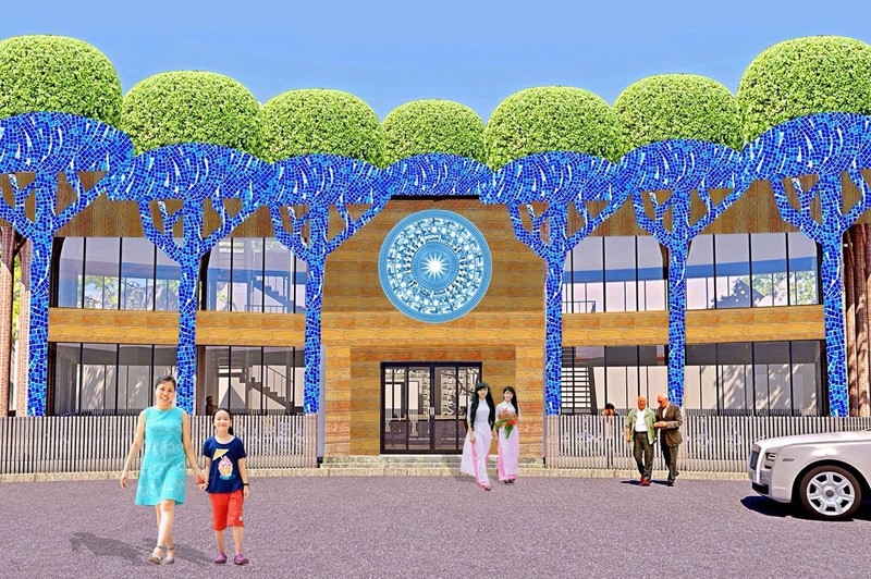 The two-story building with an area of 320m2, will be a ceramic showroom. 