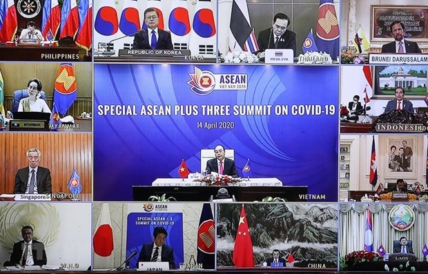 Leaders of 10 ASEAN member states and their counterparts from China, the Republic of Korea, and Japan join the online Special ASEAN Plus Three Summit on COVID-19 Response (Source: VNA)