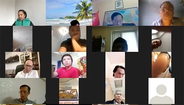Participants at the online conference hosted by the Vietnamese Embassy in Russia on April 15