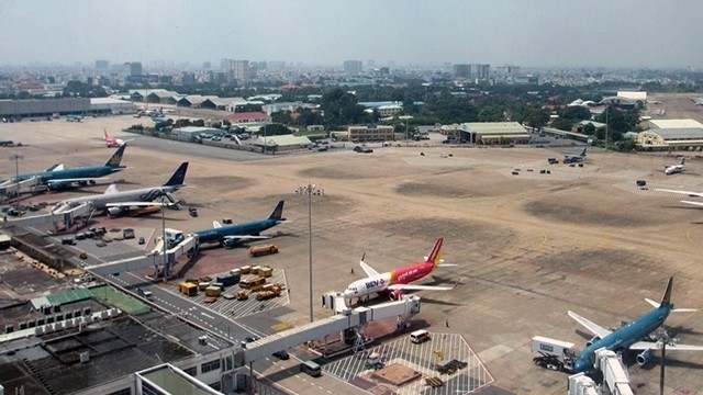 The taxiway at the Tan Son Nhat International Airport.