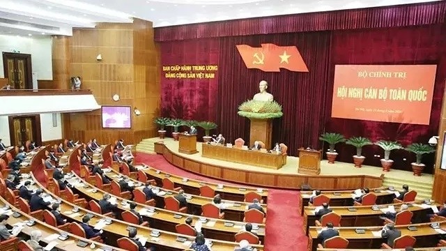 The national cadres conference opened in Hanoi on April 23. (Photo: VNA)