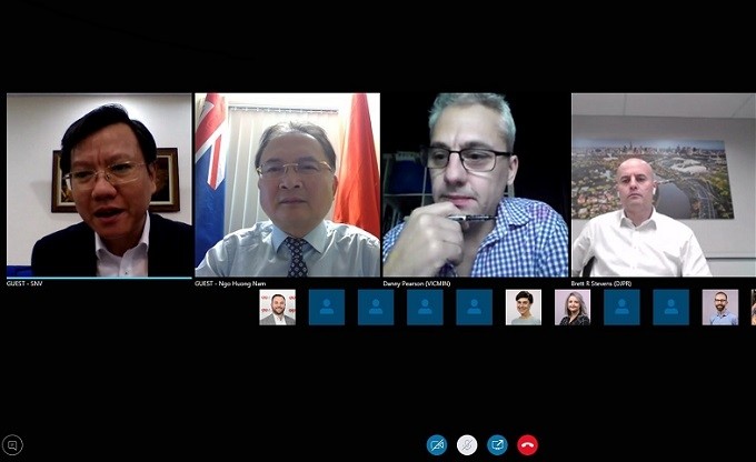The teleconference between Ho Chi Minh City and Australia's Victoria state on May 4. (Screenshot)
