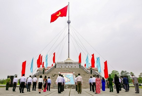 At the flag-raising ceremony in Quang Tri province.