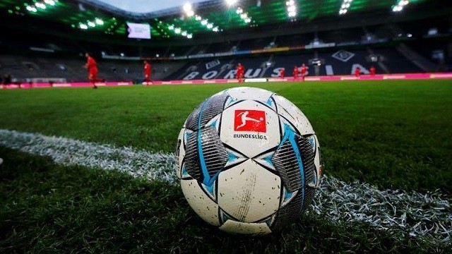 Bundesliga - Borussia Moenchengladbach v FC Cologne - Borussia-Park, Moenchengladbach, Germany - March 11, 2020 General view of a match ball during the warm up before the match that will be played behind closed while the number of coronavirus cases grow around the world.
