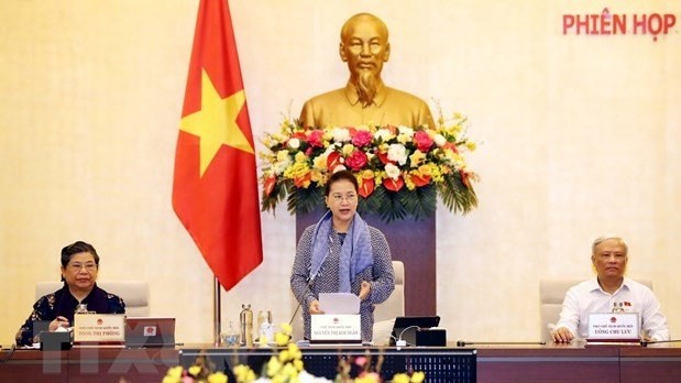 NA Chairwoman Nguyen Thi Kim Ngan speaking at the meeting. (Photo: VNA)