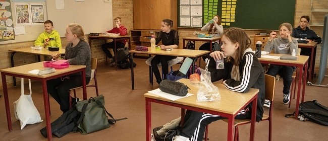 (Illustrative image). Danish children back at school on 15 April, 2020.