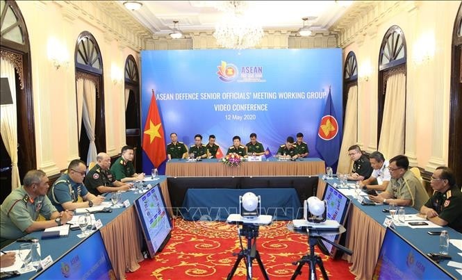 General view of the ADSOM WG’s video conference in Hanoi on May 12. (Photo: VNA)