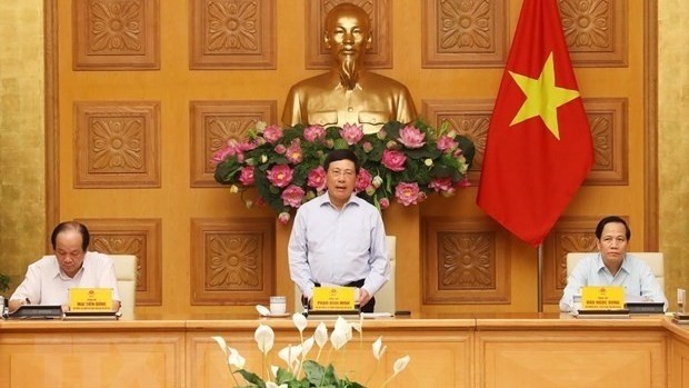 Deputy Prime Minister and Minister of Foreign Affairs Pham Binh Minh speaks at the meeting. (Photo: VNA)