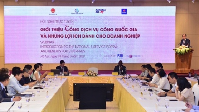 An overview of the webinar on the National Public Service Portal and its benefits to businesses, Hanoi, May 19, 2020. (Photo: baochinhphu.vn)