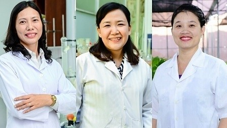 Three Vietnamese scientists: Tran Thi Hong Hanh, Ho Thi Thanh Van and Pham Thi Thu Ha (from left to right)