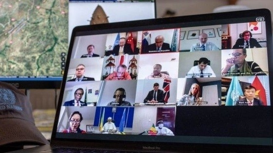 An online meeting of the UN Security Council