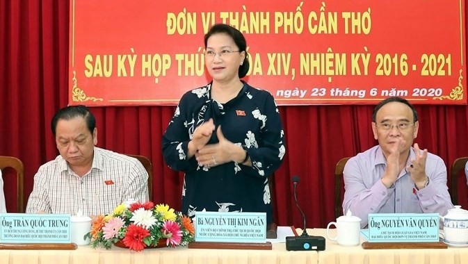 NA Chairwoman Nguyen Thi Kim Ngan at the meeting. (Photo: VNA)