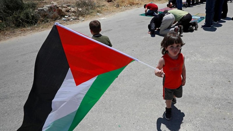 A boy holds a Palestinian flag during a protest against Israel's plan to annex parts of the occupied West Bank, in Beta village near Nablus June 12, 2020. (Photo: Reuters)