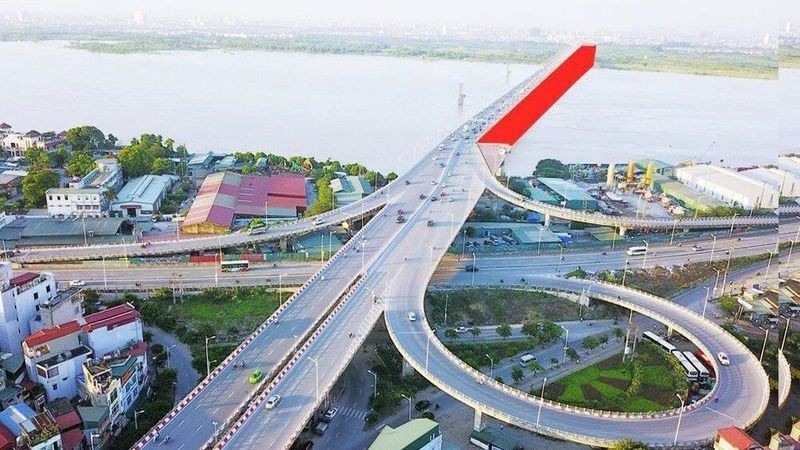 The red section illustrates the second phase of Vinh Tuy Bridge