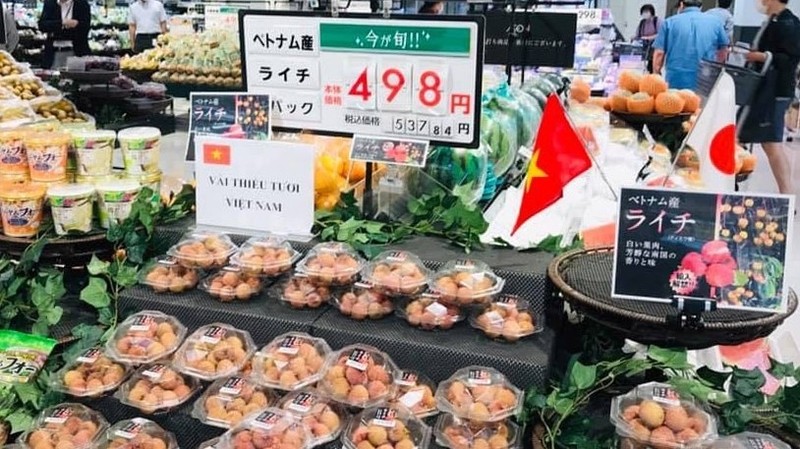 Exported lychees were packed in small boxes of 200g and sold at a promotion price of JPY489 for each (with original price of JPY537) in Japan. 