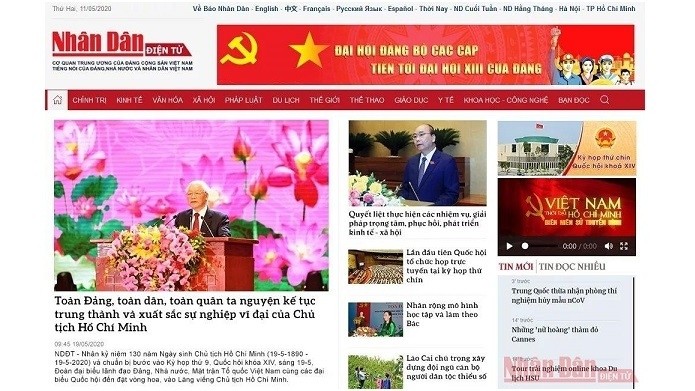 The new layout for the Vietnamese version of Nhan Dan Online