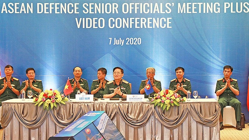 The ASEAN Defence Senior Officials’ Meeting Plus video conference. (Photo: NDO/Linh Phan)