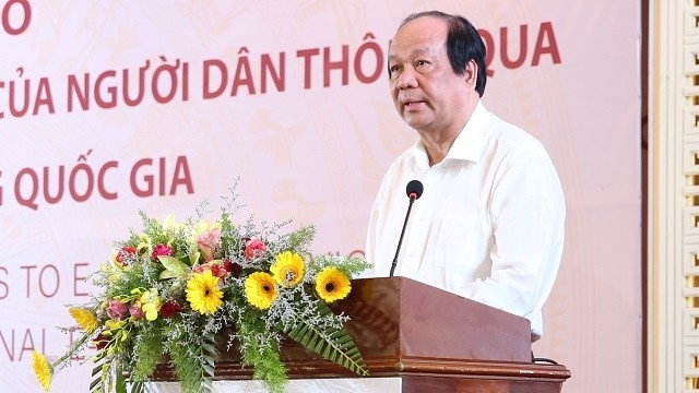 Minister-Chairman of the Government Office Mai Tien Dung speaks at the conference. (Photo: VGP)