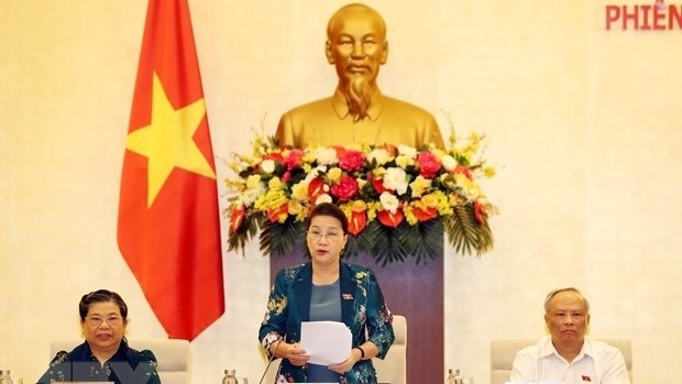 NA Chairwoman Nguyen Thi Kim Ngan speaking at the NASC's session (Photo: VNA)