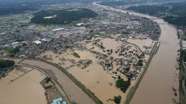 Torrential rains cause flood in Japan's Hitoyoshi. (Photo: AFP/Getty)