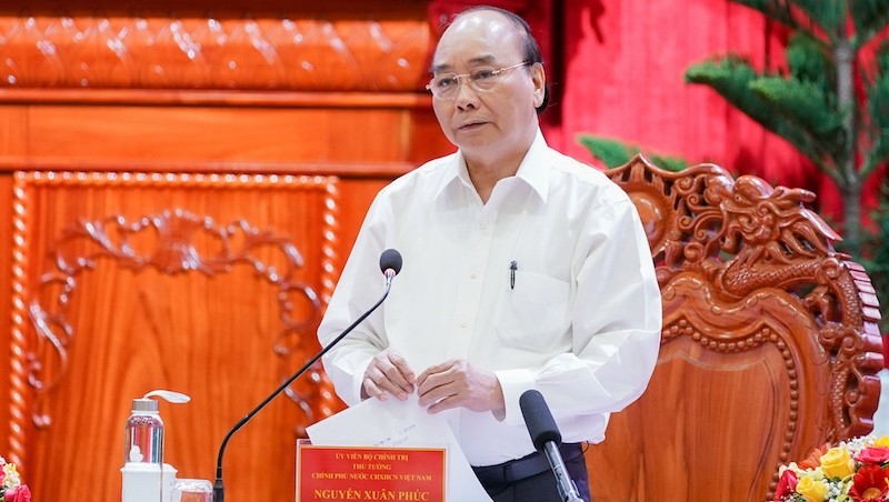 Prime Minister Nguyen Xuan Phuc speaking at the working session (Photo: NDO)