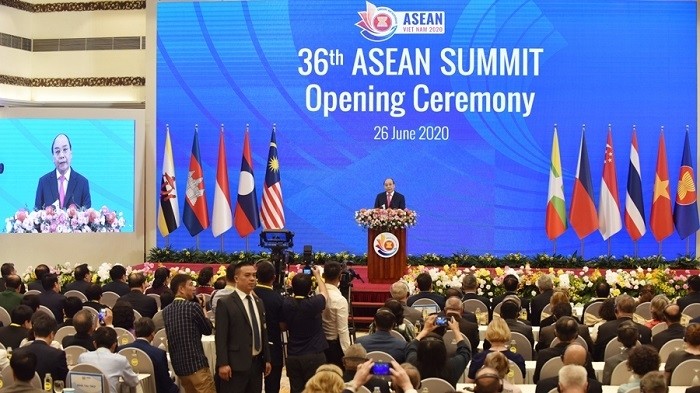 FILE PHOTO: Vietnamese Prime Minister Nguyen Xuan Phuc speaks at the opening ceremony of the 36th ASEAN Summit on June 26.
