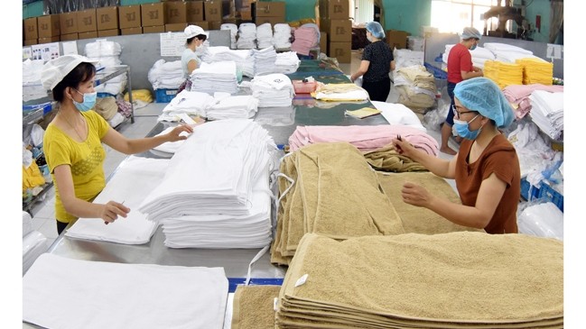 Workers at a factory of Son Nam Textile and Garment Joint Stock Company in Nam Dinh province. (Photo: NDO/Viet Thang)