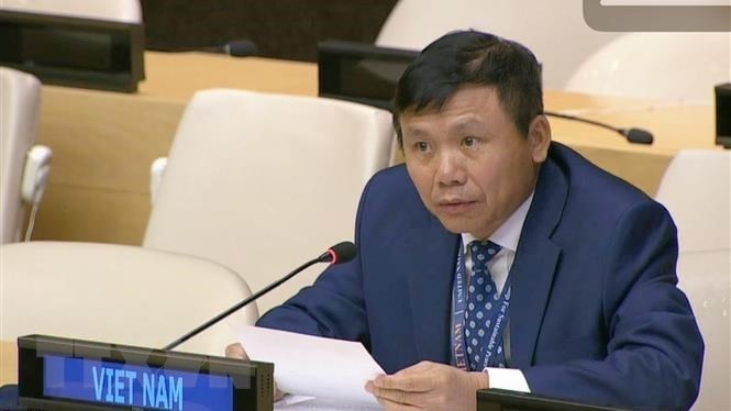 Ambassador Dang Dinh Quy, head of the Vietnamese permanent mission to the UN, speaks at a meeting of the UN Security Council. (Photo: VNA)