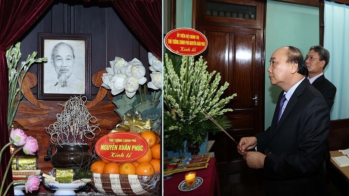 Prime Minister Nguyen Xuan Phuc offers incense to President Ho Chi Minh at House 67 on September 7, 2020. (Photo: VNA)