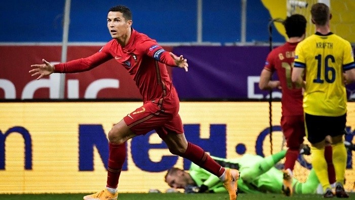 UEFA Nations League - League A - Group 3 - Sweden v Portugal - Friends Arena, Stockholm, Sweden September 8, 2020 Portugal's Cristiano Ronaldo celebrates after scoring. (Photo: TT News Agency/via Reuters)