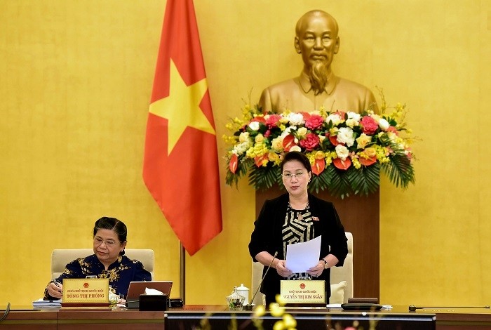 NA Chairwoman Nguyen Thi Kim Ngan speaks at the meeting. (Photo: NDO/Duy Linh)