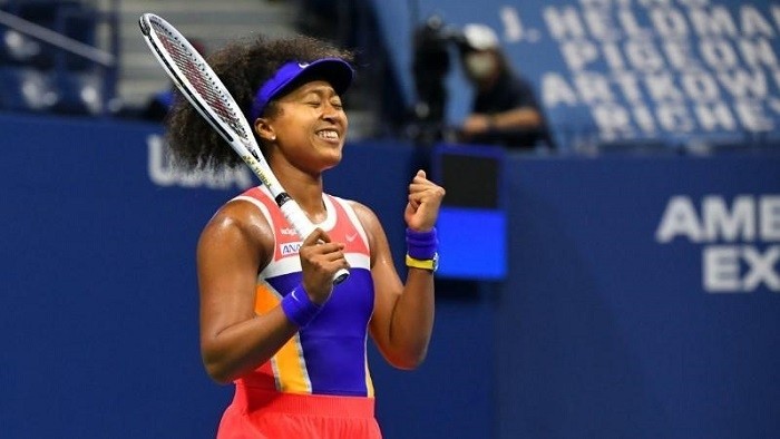 Sep 10, 2020; Flushing Meadows, New York, USA; Naomi Osaka reacts after winning the match against Jennifer Brady in the women's singles semifinals match on day eleven of the 2020 US Open tennis tournament at USTA Billie Jean King National Tennis Centre. (Photo: USA TODAY Sports)