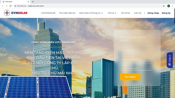 EVN launches its online EVNSOLAR platform for roof-top solar power at http://solar.evn.com.vn.