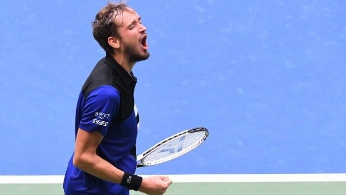 Sep 9, 2020; Flushing Meadows, New York, USA; Daniil Medvedev of Russia celebrates after match point against Andrey Rublev of Russia (not pictured) in a men's singles quarter-finals match on day nine of the 2020 US Open tennis tournament at USTA Billie Jean King National Tennis Centre. (Reuters)