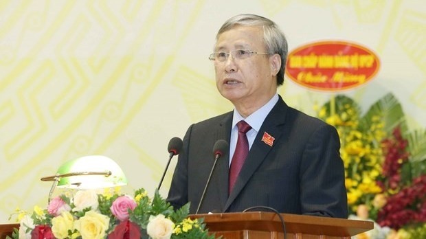 Permanent member of the Secretariat Tran Quoc Vuong speaking at the convention (Photo: VNA)