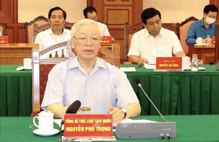 Party General Secretary and President Nguyen Phu Trong speaks at the meeting. (Photo: VNA)