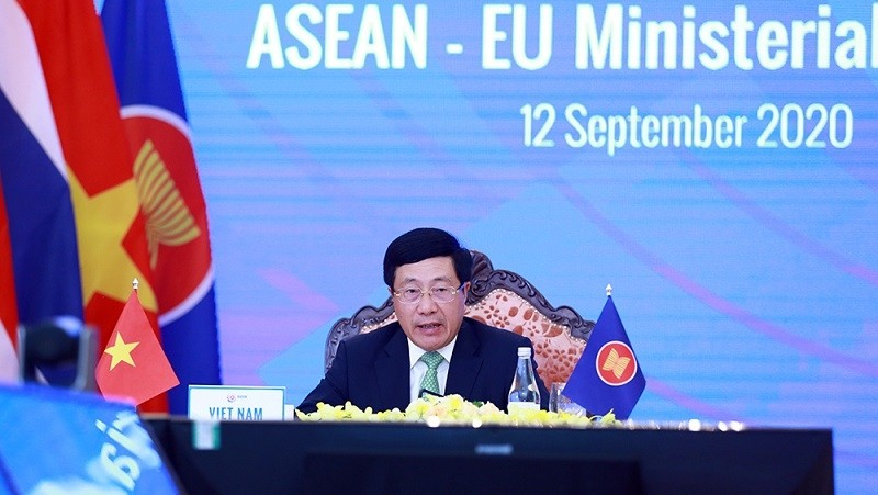 Deputy PM Pham Binh Minh at the ASEAN-EU Ministerial Meeting (Photo: VGP)