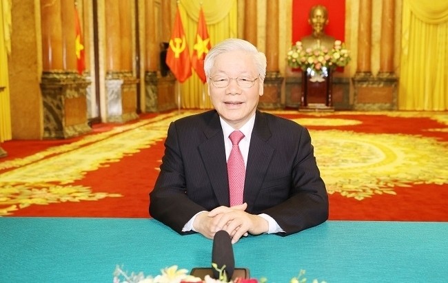 Party General Secretary, President Nguyen Phu Trong in a video message to the High-level General Debate of the 75th session of the UN General Assembly. (Photo:VNA)