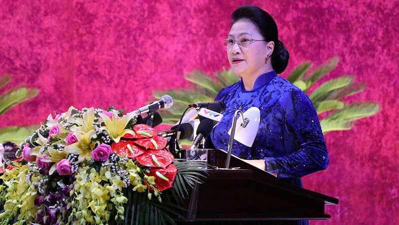 National Assembly Chairwoman Nguyen Thi Kim Ngan speaks at the event. (Photo: NDO/Tran Hao)