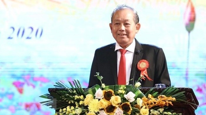 Politburo member and Permanent Deputy Prime Minister Truong Hoa Binh speaks at the congress. (Photo: VNA)