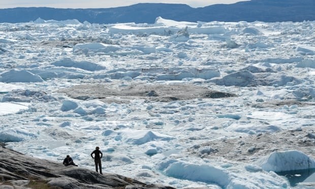 Free-floating ice jammed into the Ilulissat Icefjord during unseasonably warm weather in western Greenland. (Photo: Getty)