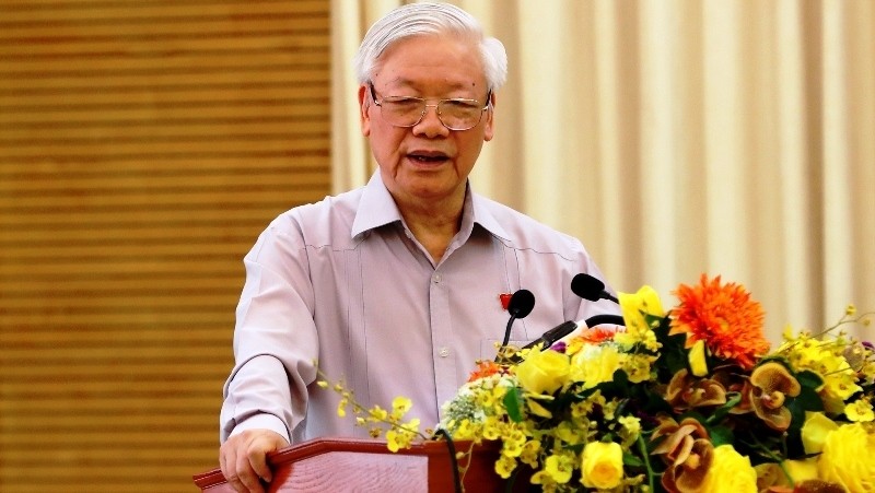 Party General Secretary and President Nguyen Phu Trong speaking at the meeting (Photo: NDO/Dang Khoa)