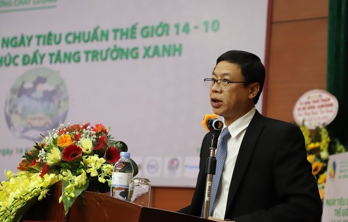Deputy Minister of Science and Technology Le Xuan Dinh speaks at the event. (Photo: STAMEQ)