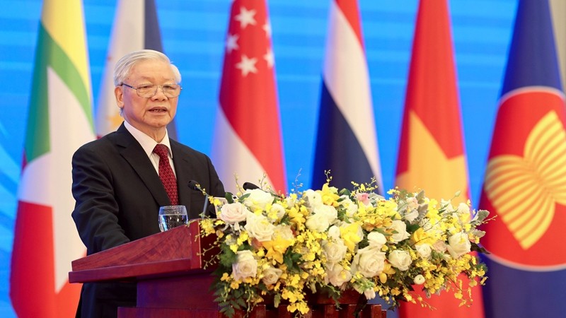 Party General Secretary and State President Nguyen Phu Trong delivers the welcome remarks at the opening ceremony of the 37th ASEAN Summit (Photo: NDO/Duy Linh)