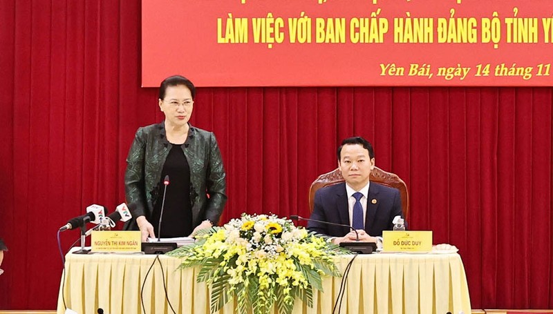 National Assembly Chairwoman Nguyen Thi Kim Ngan speaks at the session. (Photo: VNA)
